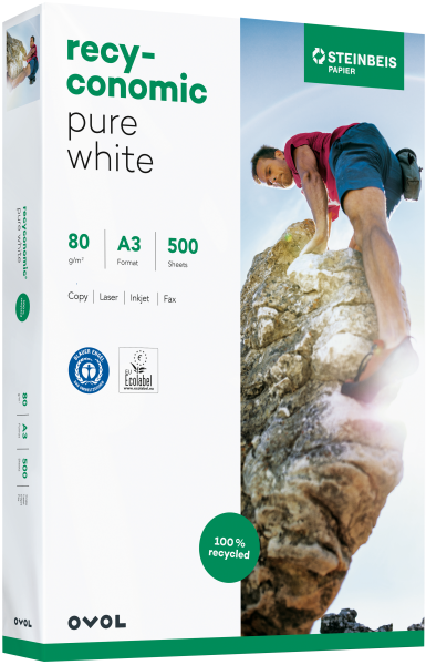 Recyconomic PURE White Recyclingpapier, 80 g/m², DIN A3