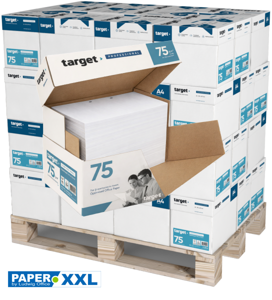 target PROFESSIONAL Kopierpapier 75 g/m², A4, 2-fach GELOCHT - UNGERIEST - Palette = 100.000 Blatt