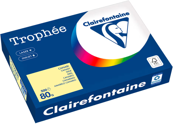 Clairefontaine Trophée, farbiges Kopierpapier, GELB 1977PC, 80 g/m², DIN A4