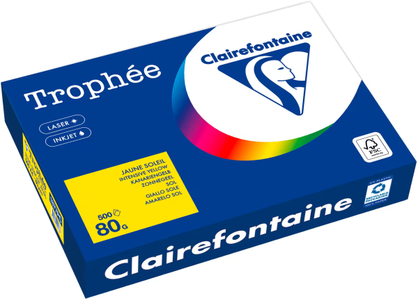 Clairefontaine Trophée, farbiges Kopierpapier, KANARIENGELB 1877PC, 80 g/m², DIN A4