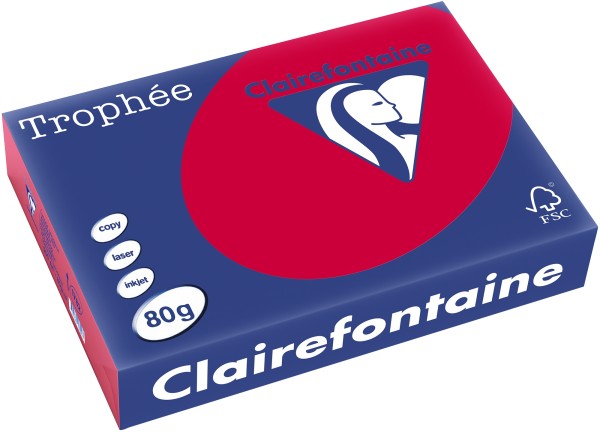 Clairefontaine Trophée, farbiges Kopierpapier, KIRSCHROT 1782PC, 80 g/m², DIN A4