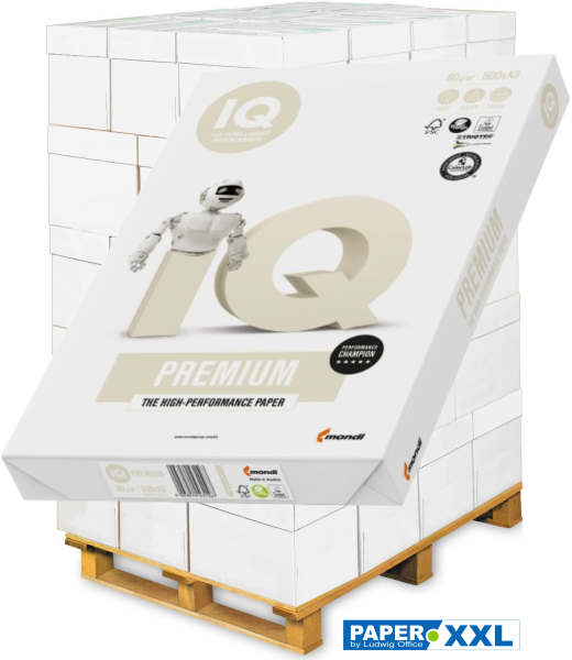 IQ PREMIUM Kopierpapier, 80 g/m², DIN A3 - Palette = 50.000 Blatt