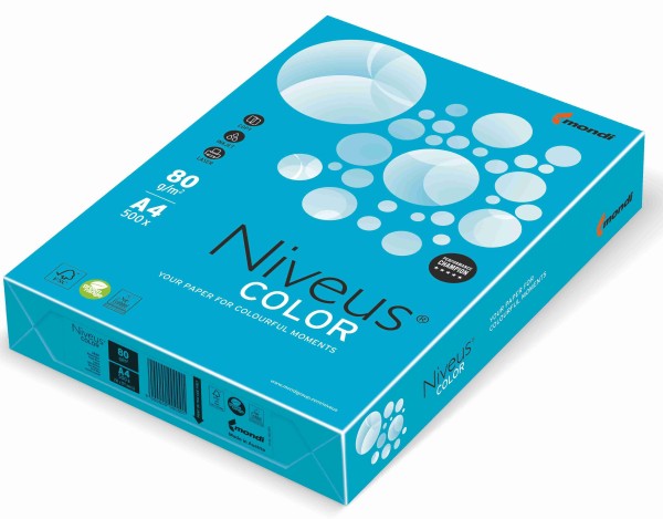 Niveus COLOR wasserblau (AB48), farbiges Kopierpapier, 80 g/m², DIN A4