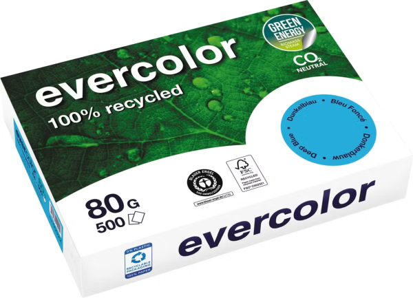Clairefontaine EVERCOLOR - DUNKELBLAU 40022C Recyclingpapier / Kopierpapier, 80 g/m², DIN A4