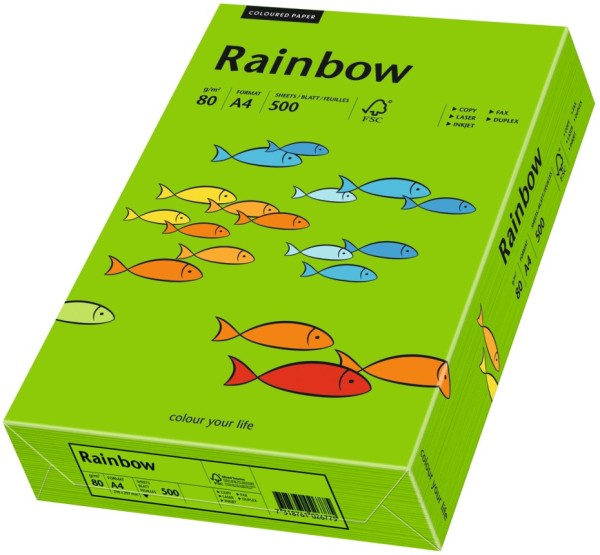 Rainbow 78 intensivgrün, farbiges Kopierpapier, 80 g/m², DIN A4