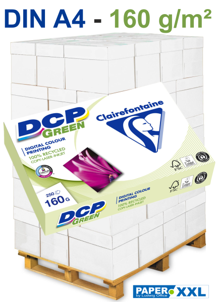 Clairefontaine DCP GREEN 50032SC Recyclingpapier, 160 g/m², DIN A4 - Palette = 40.000 Blatt