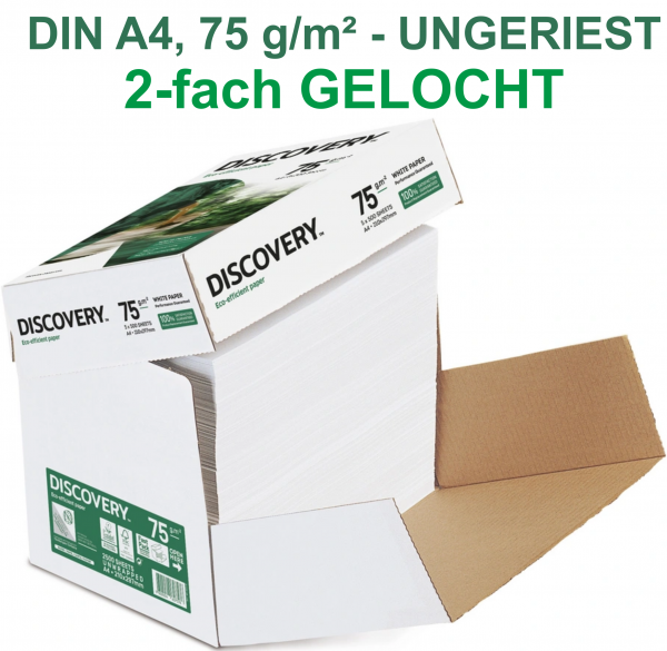 Discovery Kopierpapier UNGERIEST, A4, 75 g/m² - 2-fach GELOCHT