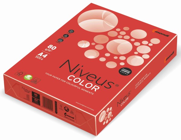 Niveus COLOR korallenrot (CO44), farbiges Kopierpapier, 80 g/m², DIN A4