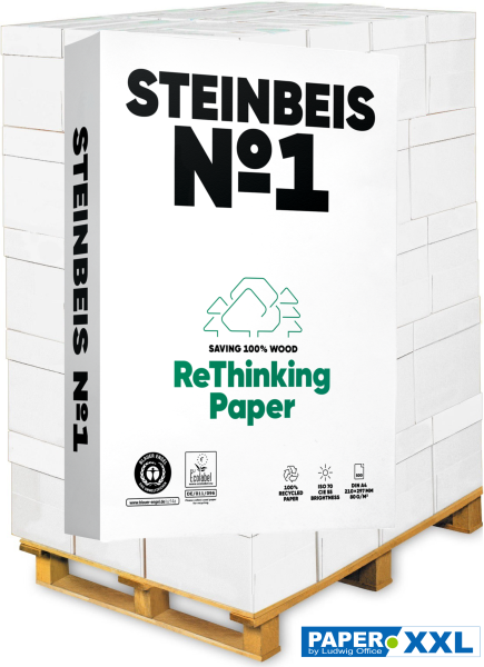 Steinbeis No.1 Kopierpapier / Recyclingpapier , 80 g/m², DIN A4 - Palette = 100.000 Blatt