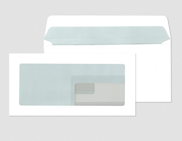 Schaufensterhüllen DIN C6/5 (114 x 229 mm) ISK nassklebend Offset weiß 90 g/m² mit Fenster
