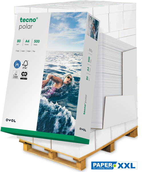 tecno POLAR Recyclingpapier, Kopierpapier, 80 g/m², DIN A4, SPEEDBOX - Palette = 100.000 Blatt
