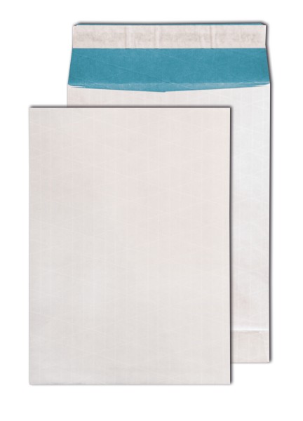Ormypack-Faltentasche, weiß/blau 135g DIN B4 reißfest, fadenverstärkt