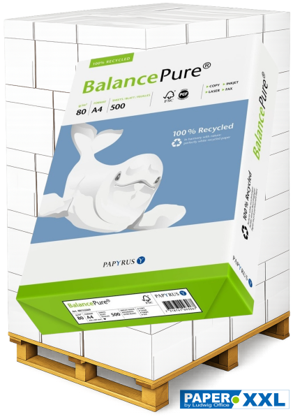 Balance PURE Recyclingpapier, 80 g/m², DIN A4, OHNE Blauen Engel - Palette = 100.000 Blatt