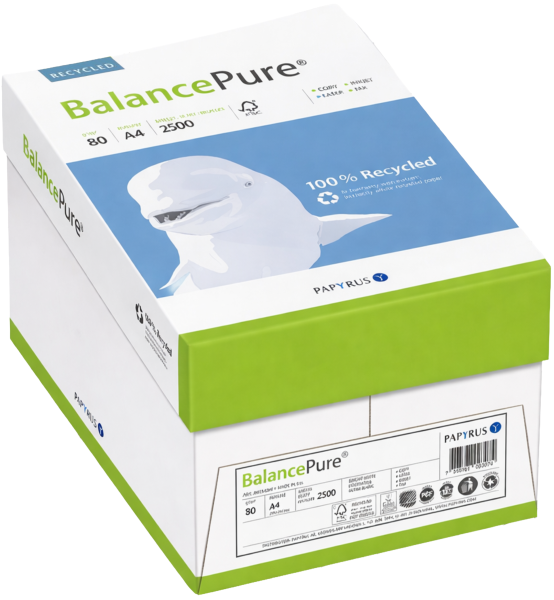 Balance PURE Recyclingpapier, 80 g/m², DIN A4, OHNE Blauen Engel, MAXBOX