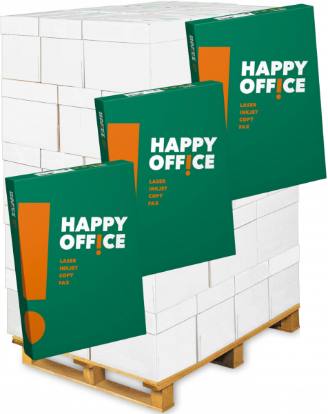Happy Office Kopierpapier, 80 g/m², A4 - Palette = 100.000 Blatt