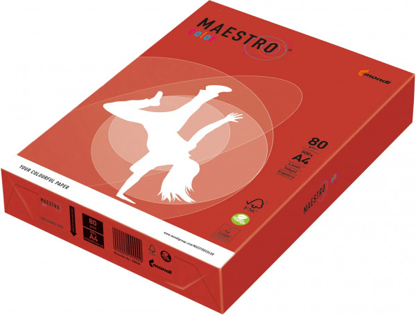 Maestro Color Intensiv KORALLENROT farbiges Kopierpapier, 80 g/m², DIN A4