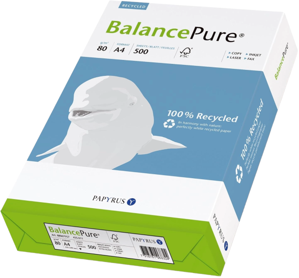 Balance PURE Recyclingpapier, 80 g/m², DIN A4, OHNE Blauen Engel