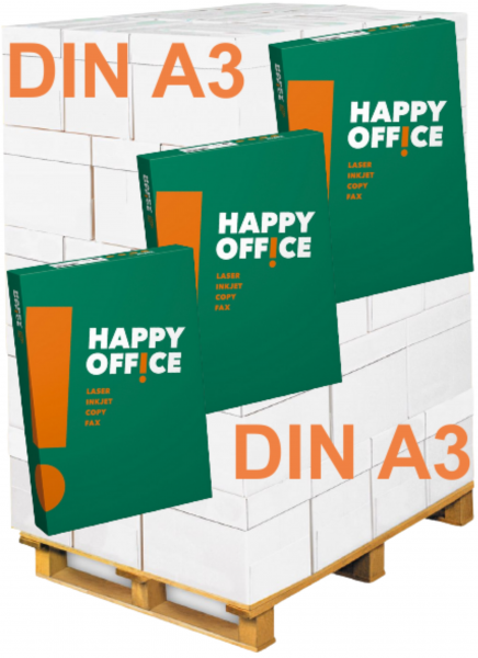 Happy Office Kopierpapier, 80 g/m², DIN A3 - Palette = 50.000 Blatt