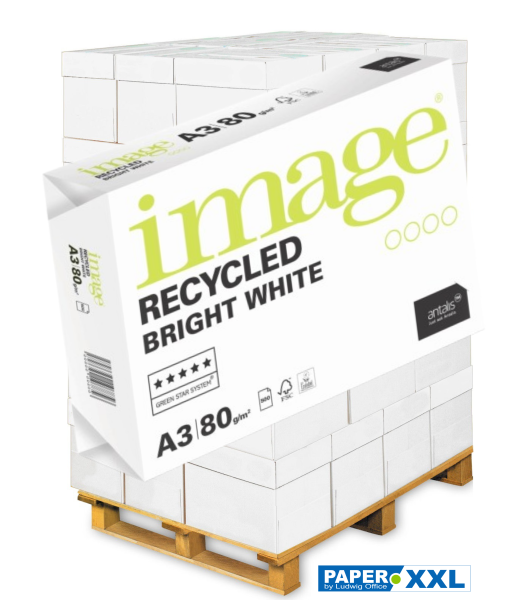 Image Recycled BRIGHT WHITE Recyclingpapier, Kopierpapier, 80 g/m², DIN A3 - Palette = 50.000 Blatt