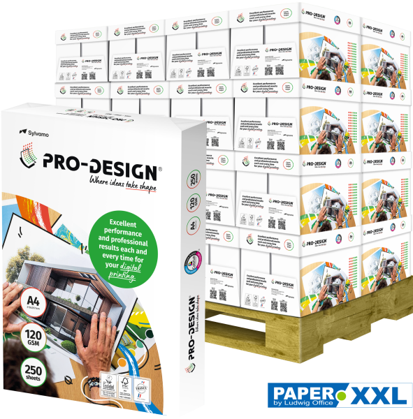 PRO-DESIGN Kopierpapier / Farblaserpapier, 120 g/m², DIN A4 - Palette = 64.000 Blatt