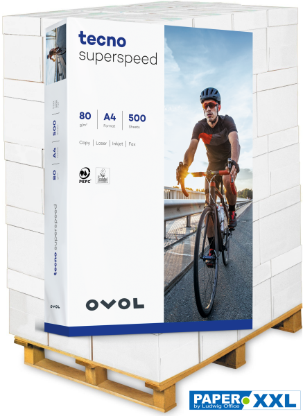 tecno SUPERSPEED Kopierpapier, 80 g/m², DIN A4 - Palette = 100.000 Blatt