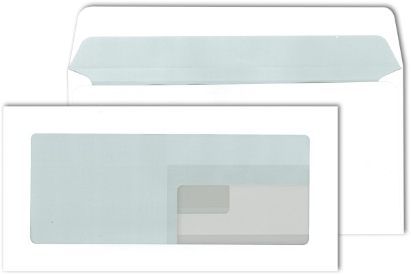 Schaufensterhülle mit Adressfenster, weiß 90g DIN C6/5 (114 x 229 mm), nassklebend