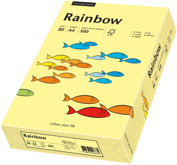 Rainbow 12 hellgelb, farbiges Kopierpapier, 80 g/m², DIN A4