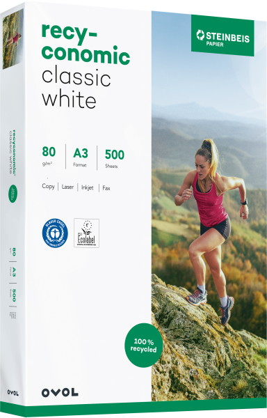 Recyconomic CLASSIC White Recyclingpapier / Kopierpapier, 80 g/m², DIN A3