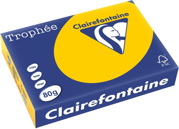 Clairefontaine Trophée, farbiges Kopierpapier, SONNENBLUMENGELB 1978PC, 80 g/m², DIN A4