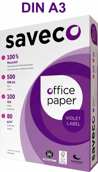 Saveco VIOLET Label Recyclingpapier / Kopierpapier, 80 g/m², DIN A3