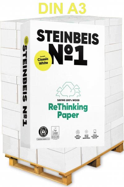 Steinbeis No. 1 Recyclingpapier / Kopierpapier, 80 g/m², DIN A3 - Palette = 50.000 Blatt