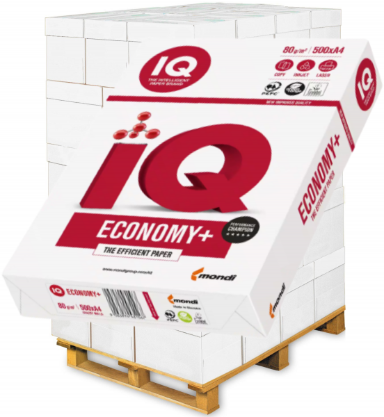IQ ECONOMY+ Kopierpapier, 80 g/m², DIN A4 - Palette = 100.000 Blatt