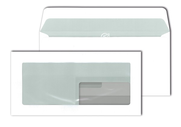 Schaufensterhülle mit Adressfenster, weiß 90g DIN C6/5 (114 x 229 mm), haftklebend