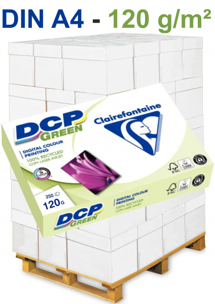 Clairefontaine DCP GREEN Recyclingpapier, 120 g/m², DIN A4 - Palette = 50.000 Blatt