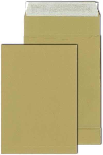 Faltentaschen, braun 120g, DIN C 5 (162 x 229 mm) mit 40 mm Falte haftklebend