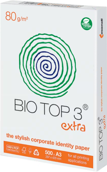 Bio Top 3 extra Kopierpapier, 80 g/m², DIN A3 (297 x 420 mm)