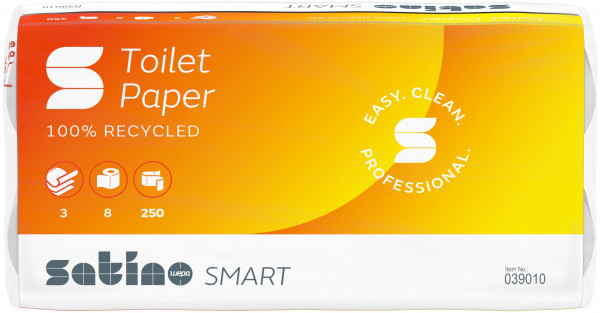 Satino SMART Toilettenpapier Kleinrollen, 3-lagig, 9,4 x 11 cm - 039010