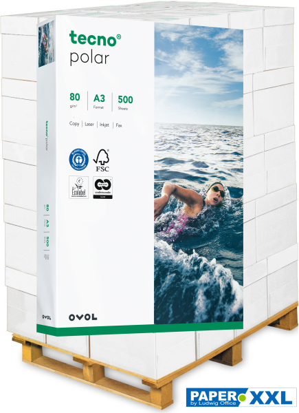 tecno POLAR Recyclingpapier, Kopierpapier, 80 g/m², DIN A3 - Palette = 50.000 Blatt