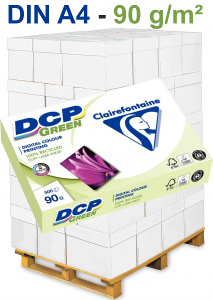 Clairefontaine DCP GREEN Recyclingpapier, 90 g/m², DIN A4 - Palette = 75.000 Blatt