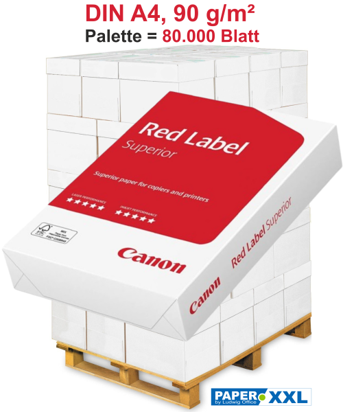 Canon RED Label SUPERIOR, FSC Kopierpapier, A4, 90 g/m² - Palette = 80.000 Blatt