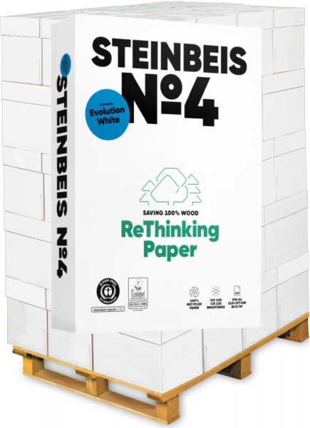 Steinbeis No. 4 Recyclingpapier / Kopierpapier, 80 g/m², A4 - Palette = 100.000 Blatt