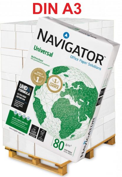 Navigator UNIVERSAL Kopierpapier, 80 g/m², DIN A3 - Palette = 50.000 Blatt