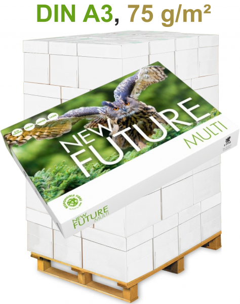 New Future MULTI FSC Kopierpapier, 75 g/m², DIN A3, CO₂-neutral - Palette = 50.000 Blatt