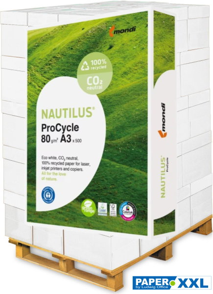 Nautilus ProCycle Recyclingpapier / Kopierpapier, 80 g/m², DIN A3 - Palette = 50.000 Blatt