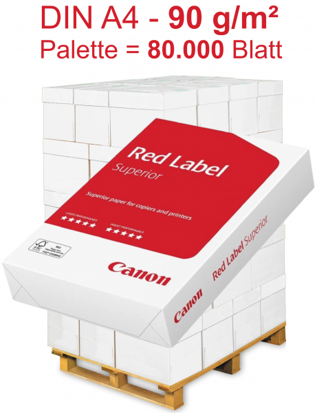 Canon RED Label SUPERIOR, FSC Kopierpapier, A4, 90 g/m² - Palette = 80.000 Blatt