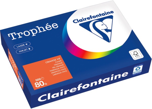 Clairefontaine Trophée, farbiges Kopierpapier, ORANGE 1761PC, 80 g/m², DIN A4