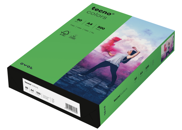 tecno COLORS intensivgrün, farbiges Kopierpapier, 80 g/m², DIN A4