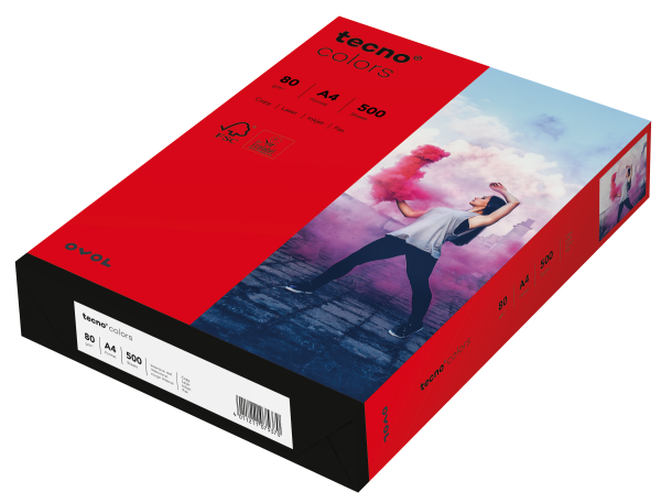tecno COLORS intensivrot, farbiges Kopierpapier, 80 g/m², DIN A4