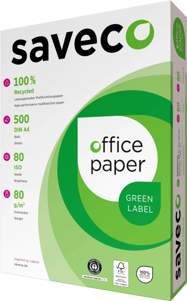 Saveco GREEN Label Recyclingpapier / Kopierpapier, 80 g/m², DIN A4