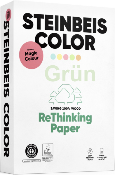 Steinbeis COLOR, Magic Colour, GRÜN, farbiges Recyclingpapier / Kopierpapier, 80 g/m², DIN A4